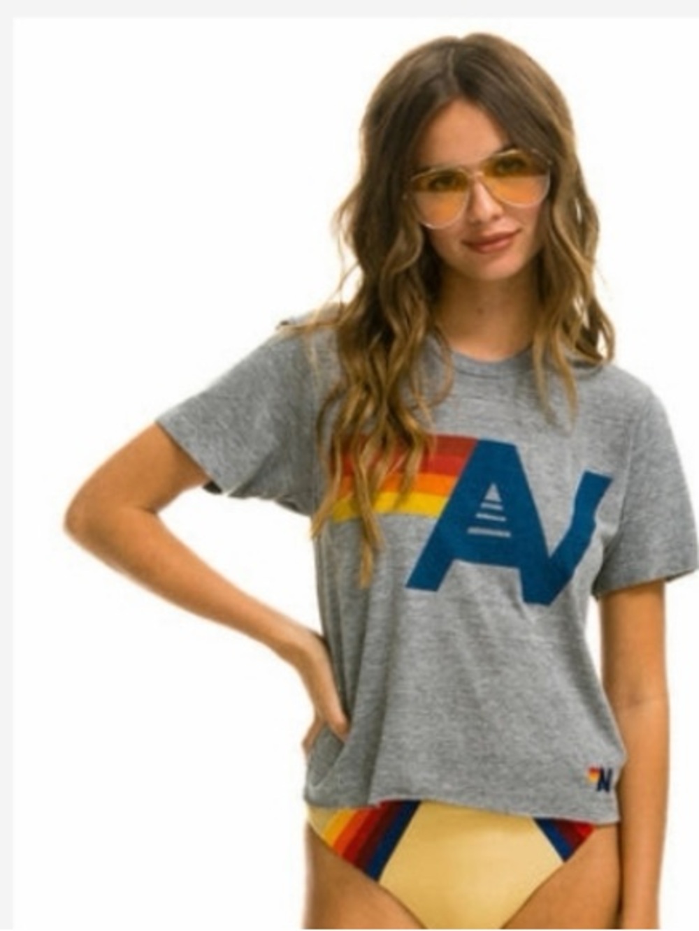 Aviator Nation Boyfriend Tee Gray Size Small